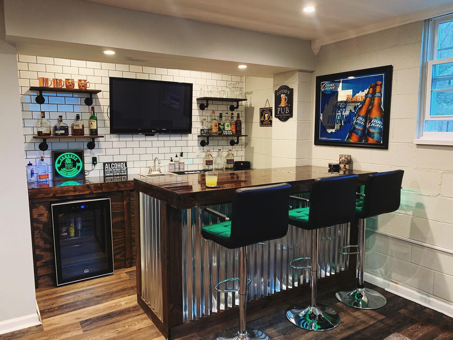 modern basement bar